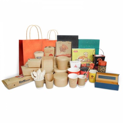 Disposable Take Away Kraft Lunch Box For Fast Food Packaging Paper Wrapping Container Paper Boxes