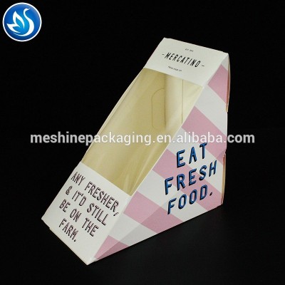 Custom clear window individual carry small cake triangle sandwich packaging paper box for packaging