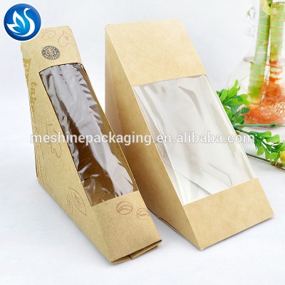 Custom logo printed top quality cardboard triangle sandwich box